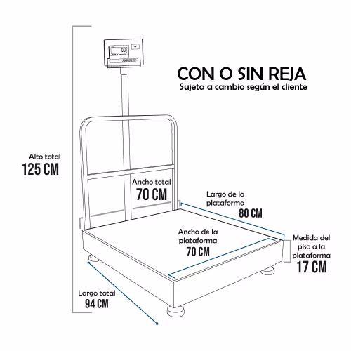 Balanza de Plataforma A12-E PLA de 600 Kilos 80 x 70 cm