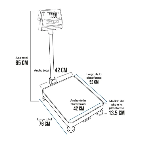 Balanza de Plataforma Acu Fac XK3113 de 200 Kilos 52 x 42 cm