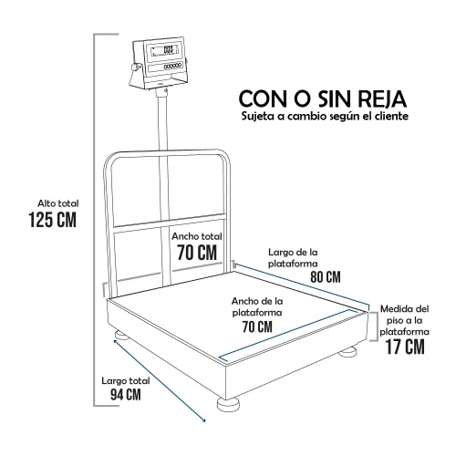 Balanza de Plataforma Hand Free TP9901 de 500 Kilos 80 x 70 cm