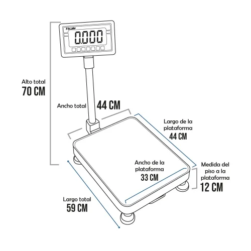 Balanza de Plataforma T-Scale BW de 150 Kilos 44 x 33 cm