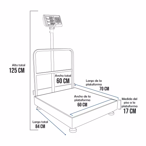 Balanza de Plataforma Taipe TCS de 500 Kilos 70 x 60 cm