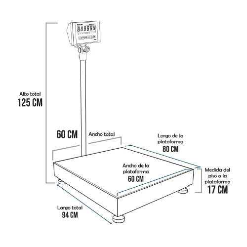 Balanza de Plataforma WEBOWT ID226 de 500 Kilos 80 x 60 cm