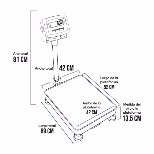 Balanza de Plataforma Weighing Indicator 7516 de 200 Kilos 52 x 42 cm