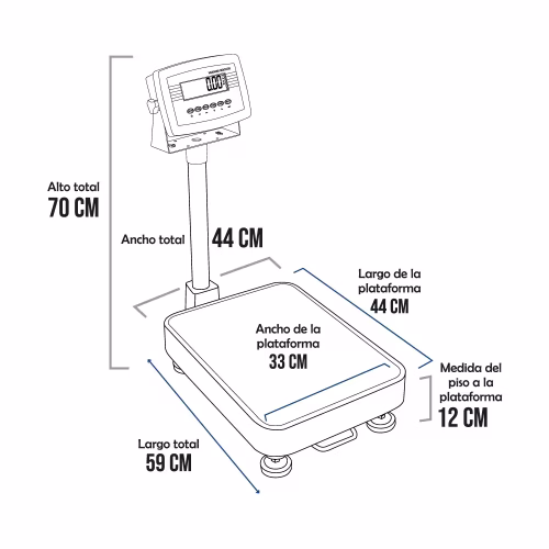 Balanza de Plataforma Weighing Indicator 7516 de 60 Kilos 44 x 33 cm